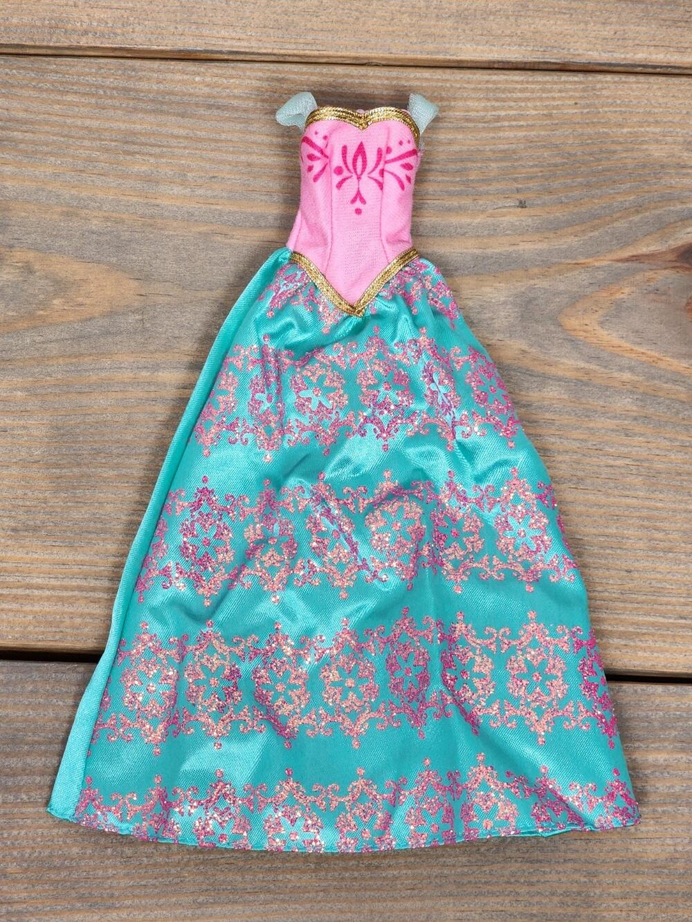 Disney Frozen Royal Sisters Anna Sparkly Pink Blue Dress Replacement Doll Size
